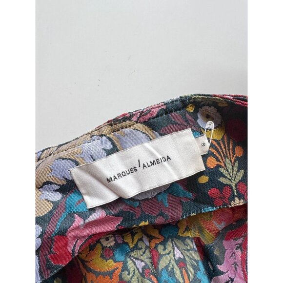 MARQUES ALMEIDA Floral Brocade Belted Asymmetrical Ultra Mini Skirt, Size 8 - Picture 13 of 16